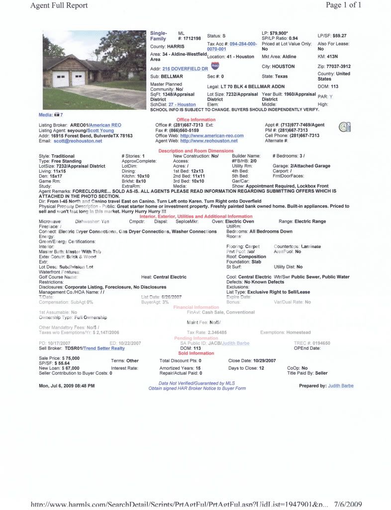 215 Doverfield MLS Sheet Photo by Photobucket